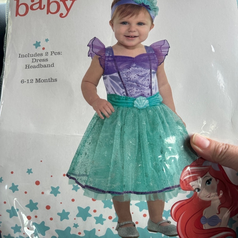 Disney Baby Ariel Costume Dress with Headband. Sz 6-12M - Picture 10 of 10